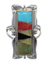 Multicolor Inlay Sterling Silver Southwestern Ring Size 4-3/4 QX75870